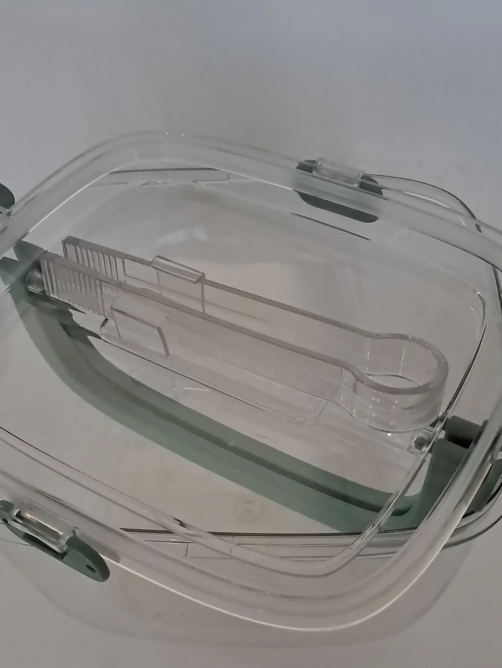 Small Ice Bucket Clear Lucite Handles Ice Tongs Green Details Travel Picnic BBQ